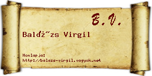 Balázs Virgil névjegykártya